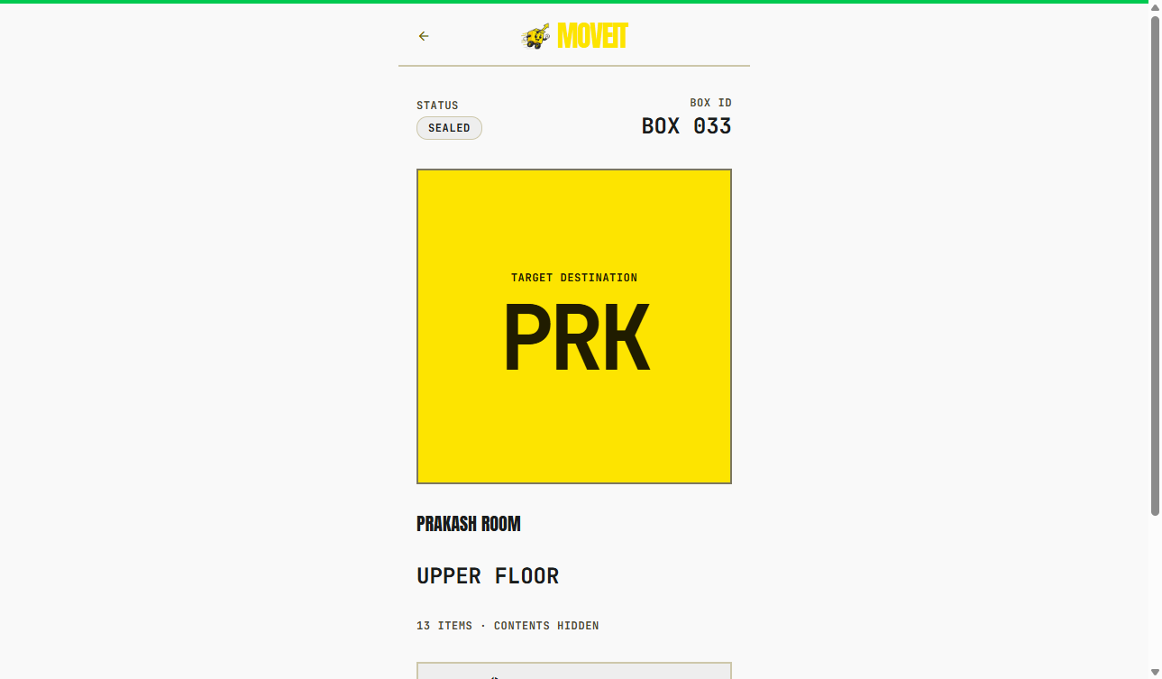Public QR scan page with destination floor and room